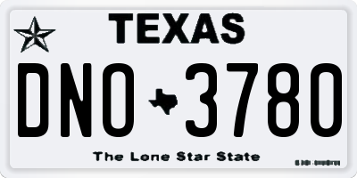 TX license plate DNO3780