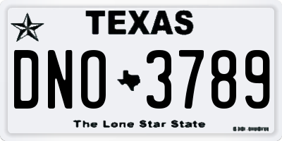 TX license plate DNO3789