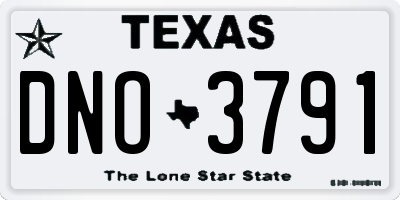 TX license plate DNO3791