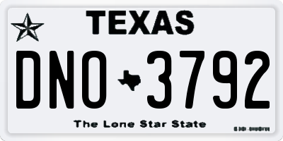TX license plate DNO3792