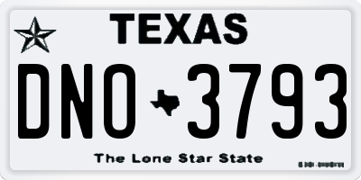 TX license plate DNO3793