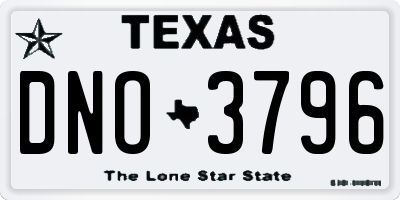 TX license plate DNO3796