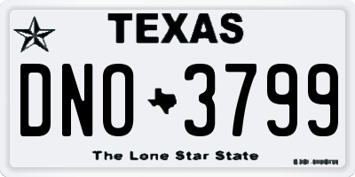 TX license plate DNO3799
