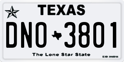 TX license plate DNO3801