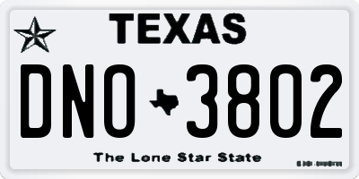 TX license plate DNO3802