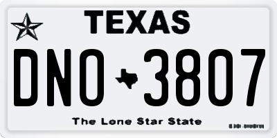 TX license plate DNO3807
