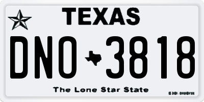 TX license plate DNO3818
