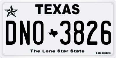 TX license plate DNO3826