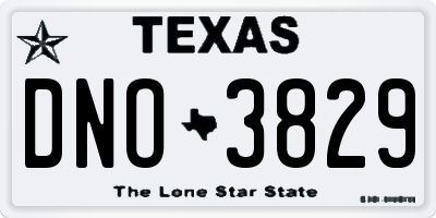 TX license plate DNO3829