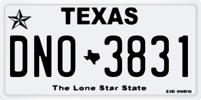 TX license plate DNO3831