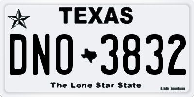 TX license plate DNO3832