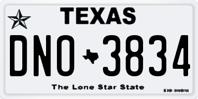 TX license plate DNO3834