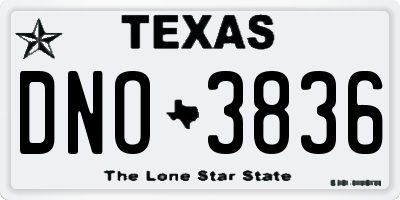 TX license plate DNO3836