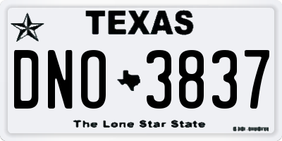 TX license plate DNO3837