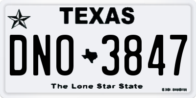 TX license plate DNO3847