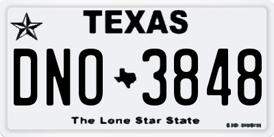 TX license plate DNO3848
