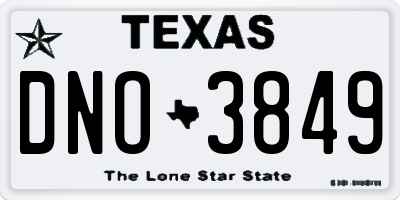 TX license plate DNO3849