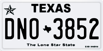 TX license plate DNO3852
