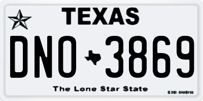 TX license plate DNO3869