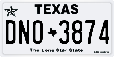 TX license plate DNO3874