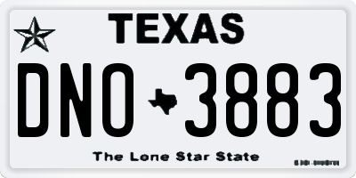 TX license plate DNO3883