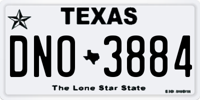 TX license plate DNO3884