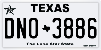 TX license plate DNO3886