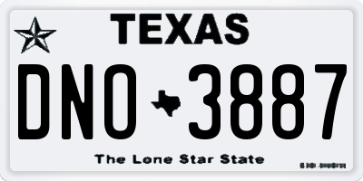 TX license plate DNO3887