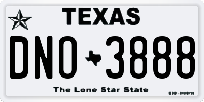 TX license plate DNO3888