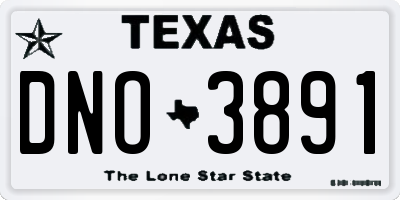 TX license plate DNO3891