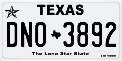 TX license plate DNO3892