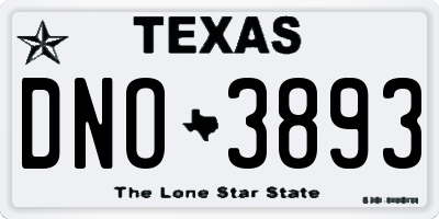 TX license plate DNO3893