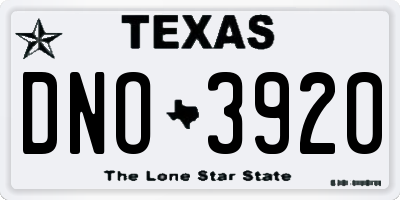 TX license plate DNO3920