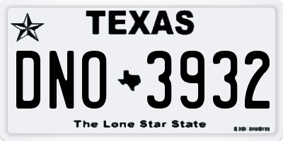 TX license plate DNO3932