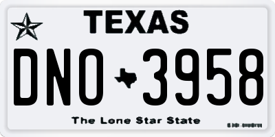 TX license plate DNO3958
