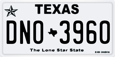 TX license plate DNO3960