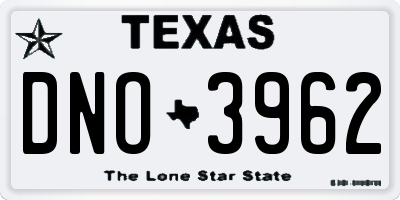 TX license plate DNO3962