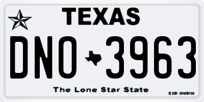 TX license plate DNO3963