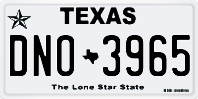 TX license plate DNO3965