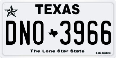 TX license plate DNO3966