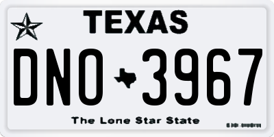 TX license plate DNO3967