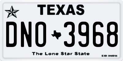 TX license plate DNO3968