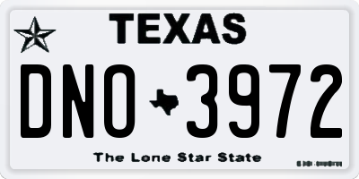 TX license plate DNO3972