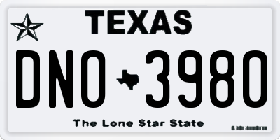 TX license plate DNO3980