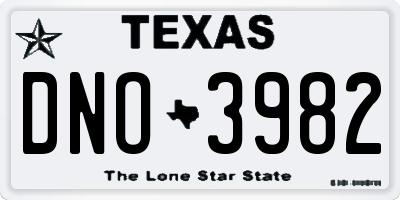 TX license plate DNO3982