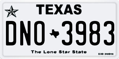 TX license plate DNO3983