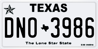 TX license plate DNO3986