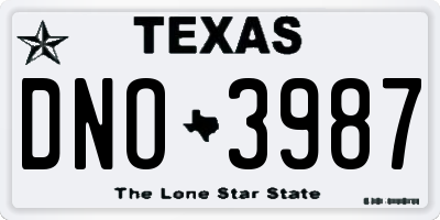 TX license plate DNO3987