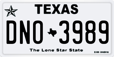 TX license plate DNO3989