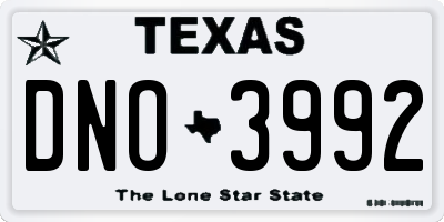 TX license plate DNO3992